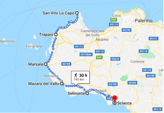 Itinerary - cycling the western coast of Sicily