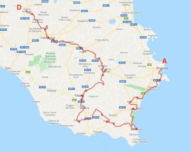Itinerary - Baroque Towns cycling tour Sicily