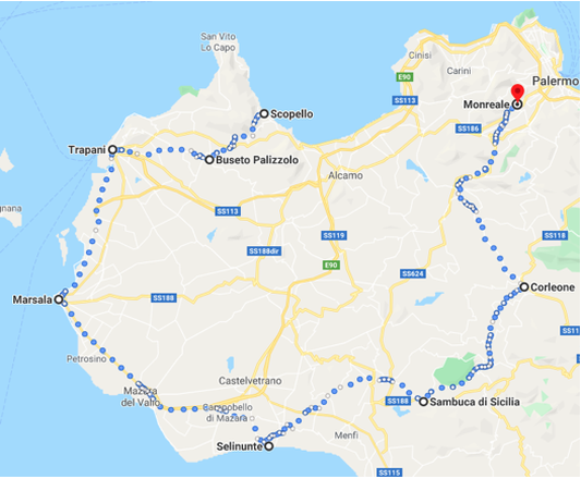 Itinerary - western Sicily from Trapani to Monreale